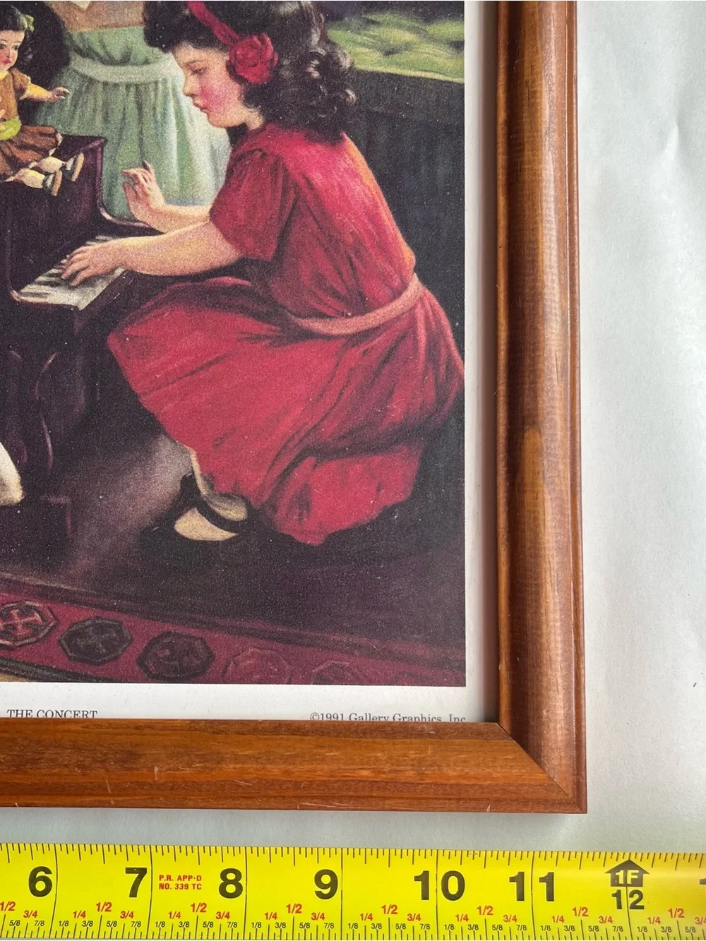Vintage Cottagecore Wood Picture Photo Frame w/Fine Art Print 11.4 X 14.25”